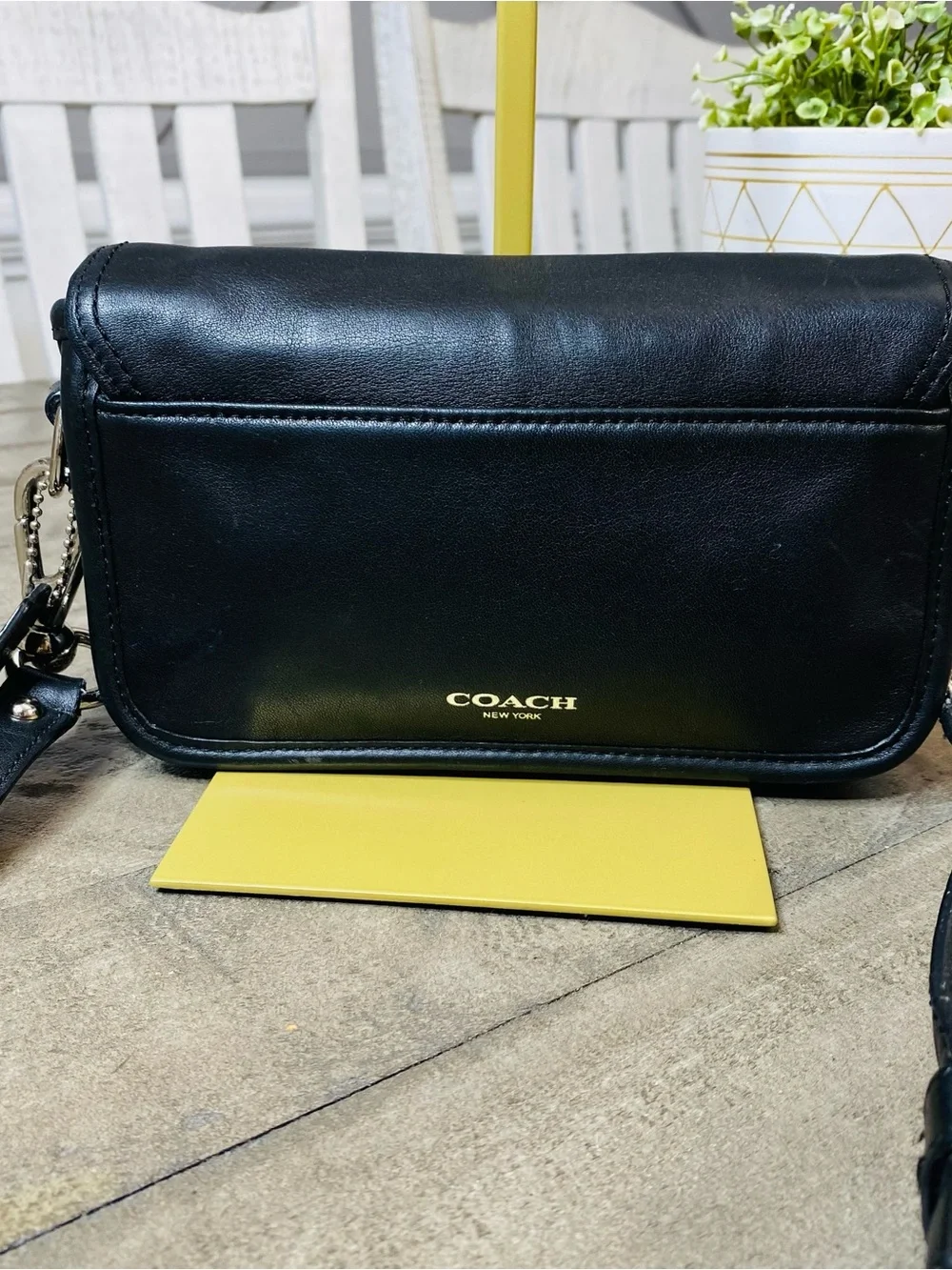 Coach Legacy Leather Penny Crossbody Bag Black Silver Turnlock Flap Purse 19914